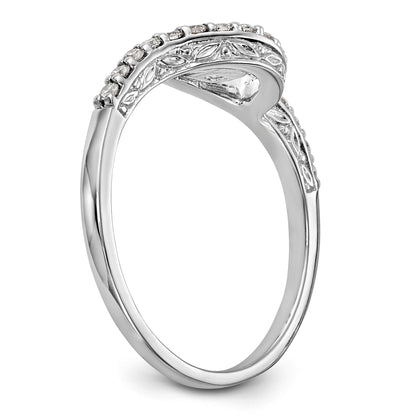 14k White Gold Peg Set Simulated Diamond By Pass Engagement Ring