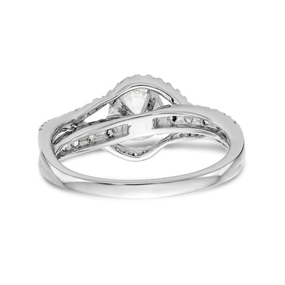 14k White Gold Peg Set Simulated Diamond By Pass Engagement Ring