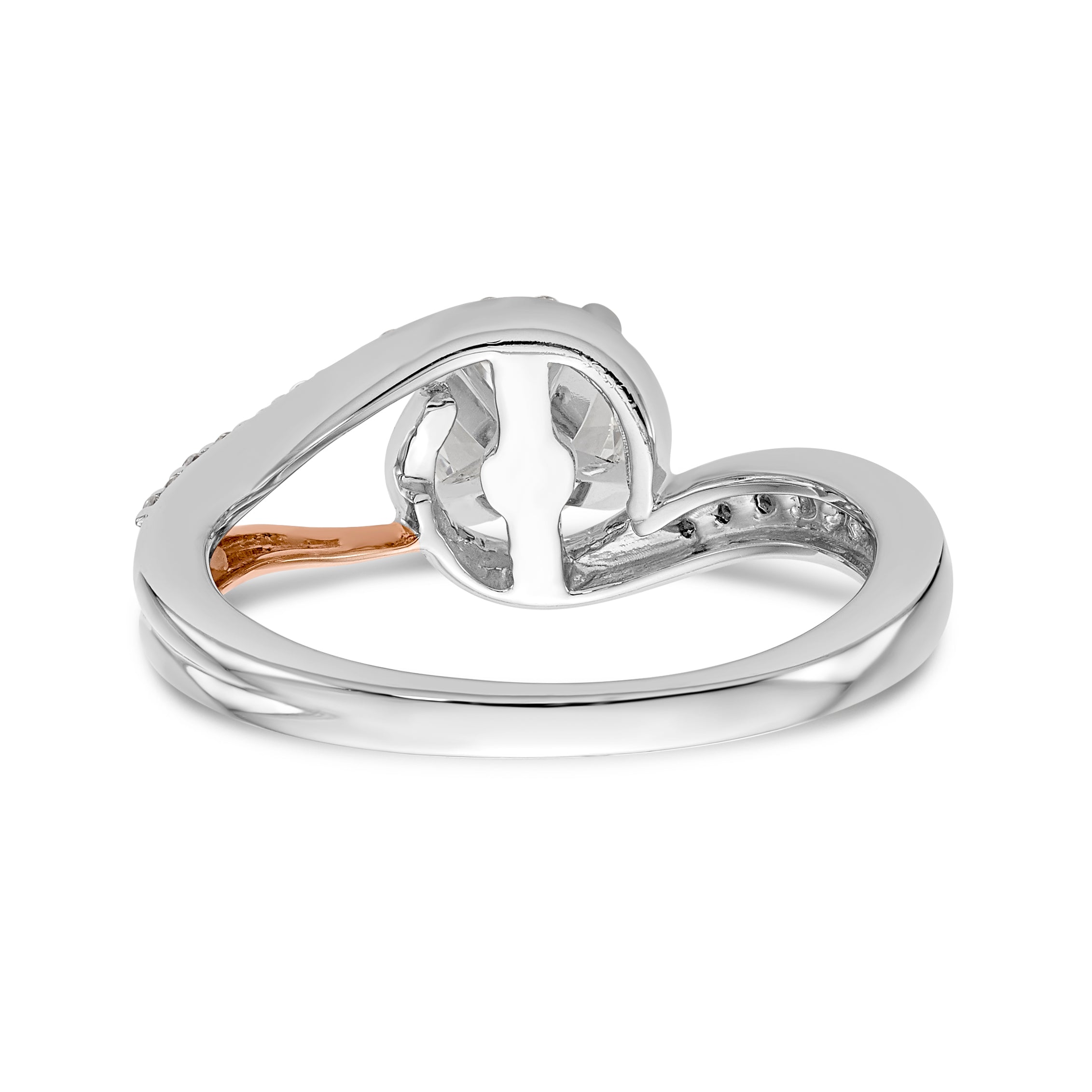 14k White Gold Peg Set Simulated Diamond By Pass Engagement Ring