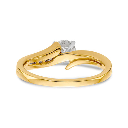 14k Peg Set Simulated Diamond By Pass Engagement Ring