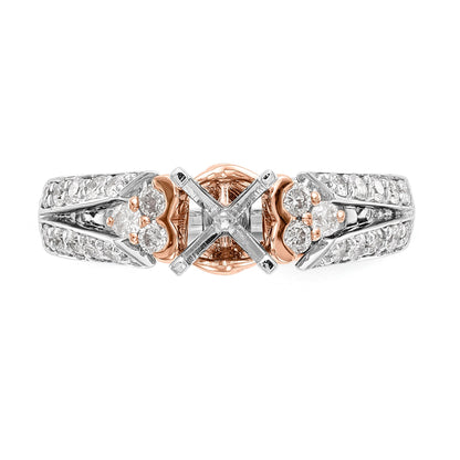 14k Two tone Peg Set Simulated Diamond By Pass Engagement Ring