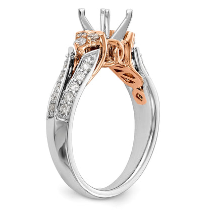 14k Two tone Peg Set Simulated Diamond By Pass Engagement Ring