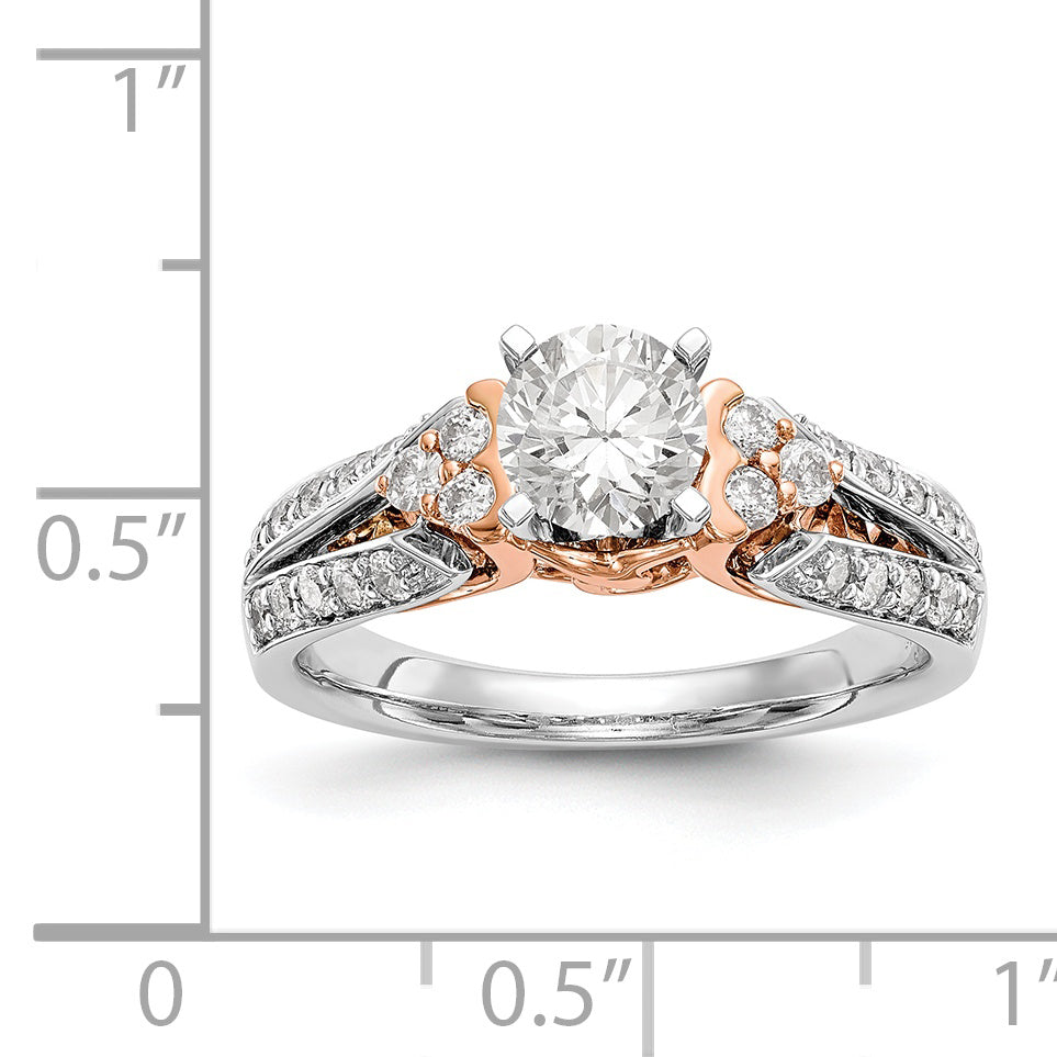 14k Two tone Peg Set Simulated Diamond By Pass Engagement Ring