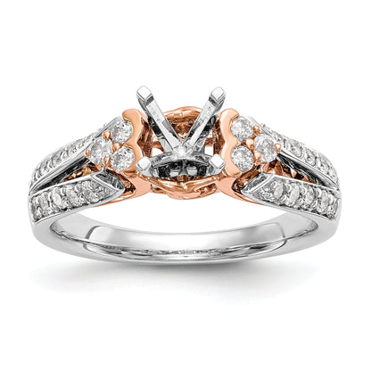 14k Two tone Peg Set Simulated Diamond By Pass Engagement Ring
