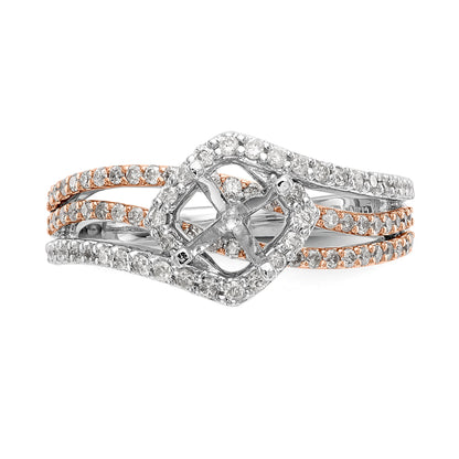14k Two tone Peg Set Simulated Diamond By Pass Engagement Ring