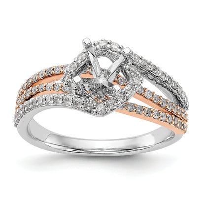 14k Two tone Peg Set Simulated Diamond By Pass Engagement Ring