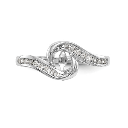 14k White Gold Peg Set Simulated Diamond By Pass Engagement Ring