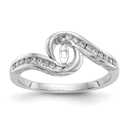 14k White Gold Peg Set Simulated Diamond By Pass Engagement Ring