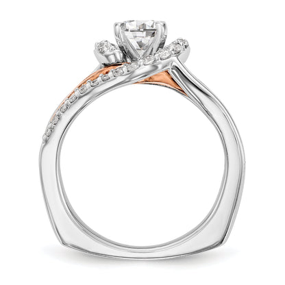 14k Two tone Peg Set Simulated Diamond By Pass Engagement Ring
