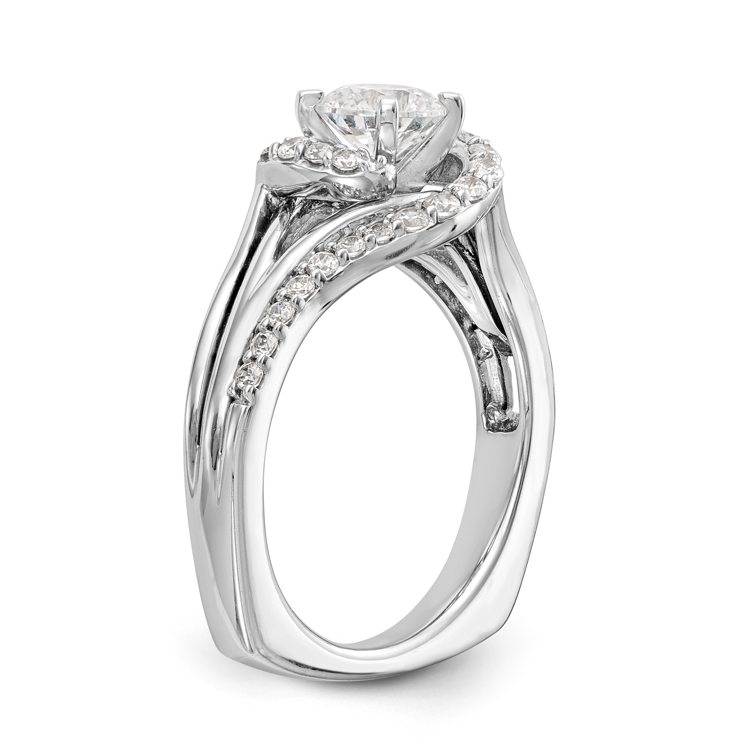 14k Two tone Peg Set Simulated Diamond By Pass Engagement Ring