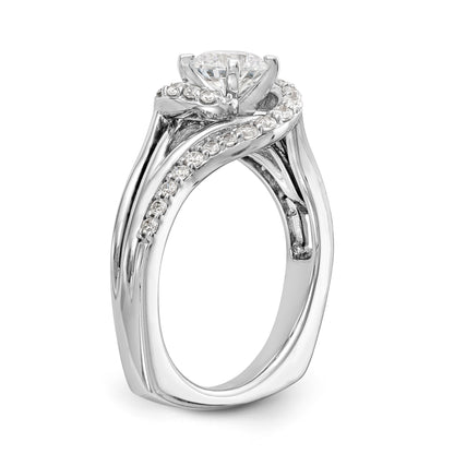 14k Two tone Peg Set Simulated Diamond By Pass Engagement Ring