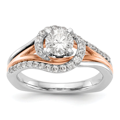 14k Two tone Peg Set Simulated Diamond By Pass Engagement Ring