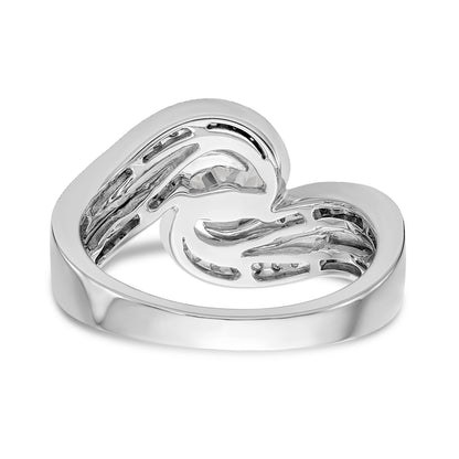 14k White Gold Peg Set Simulated Diamond By Pass Engagement Ring