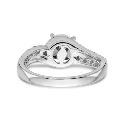 14k White Gold Peg Set Simulated Diamond By Pass Engagement Ring