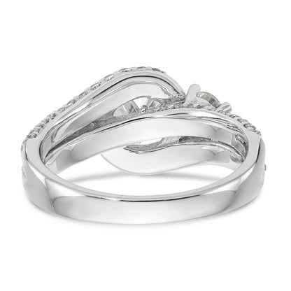 14k White Gold Peg Set Simulated Diamond By Pass Engagement Ring