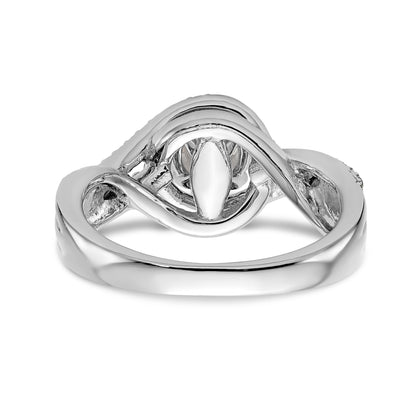 14k White Gold Peg Set Simulated Diamond By Pass Engagement Ring
