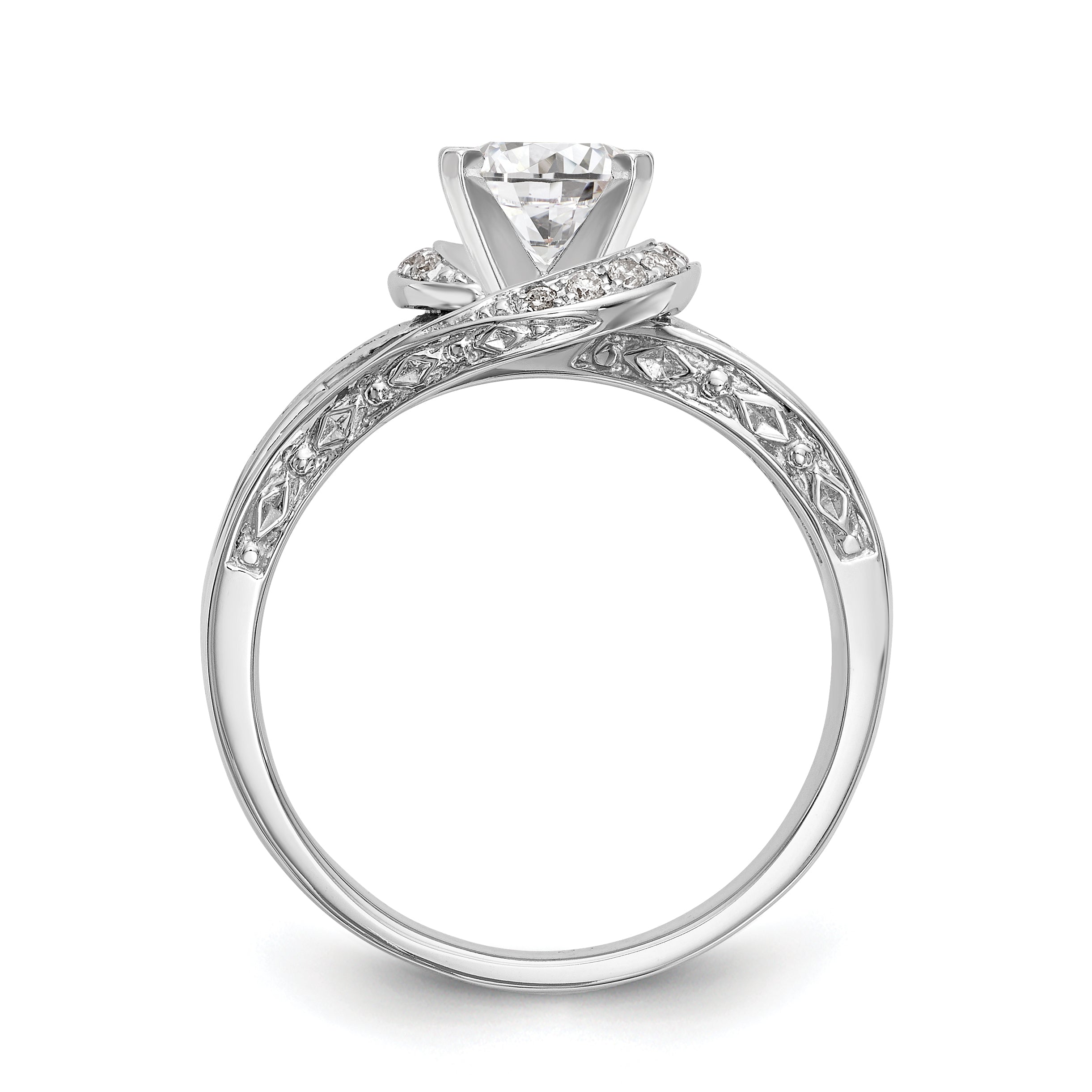 14k White Gold Simulated Diamond Engagement Ring