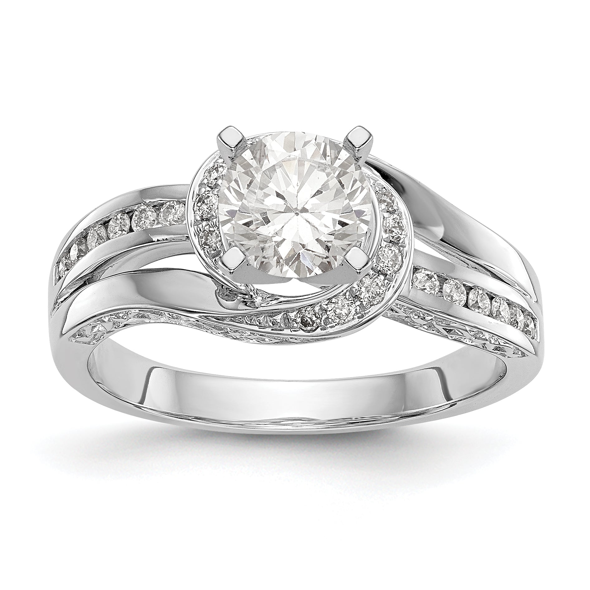 14k White Gold Simulated Diamond Engagement Ring