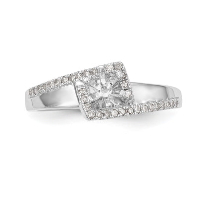 14kw Peg Set Simulated Diamond Engagement Ring