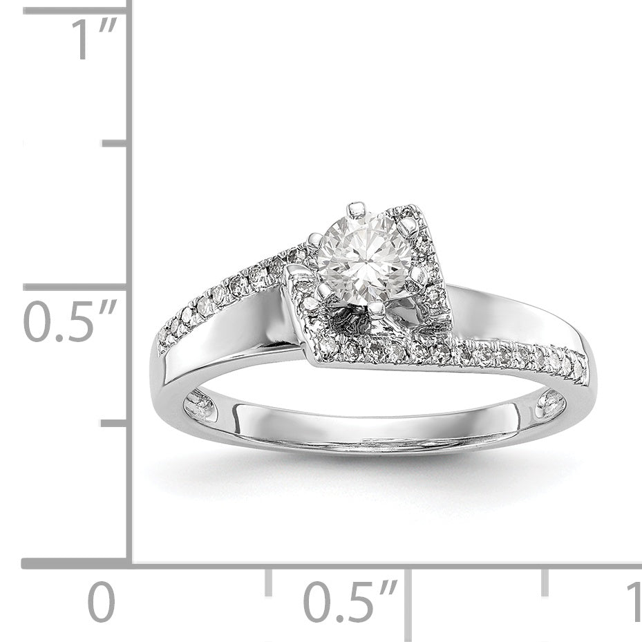 14kw Peg Set Simulated Diamond Engagement Ring