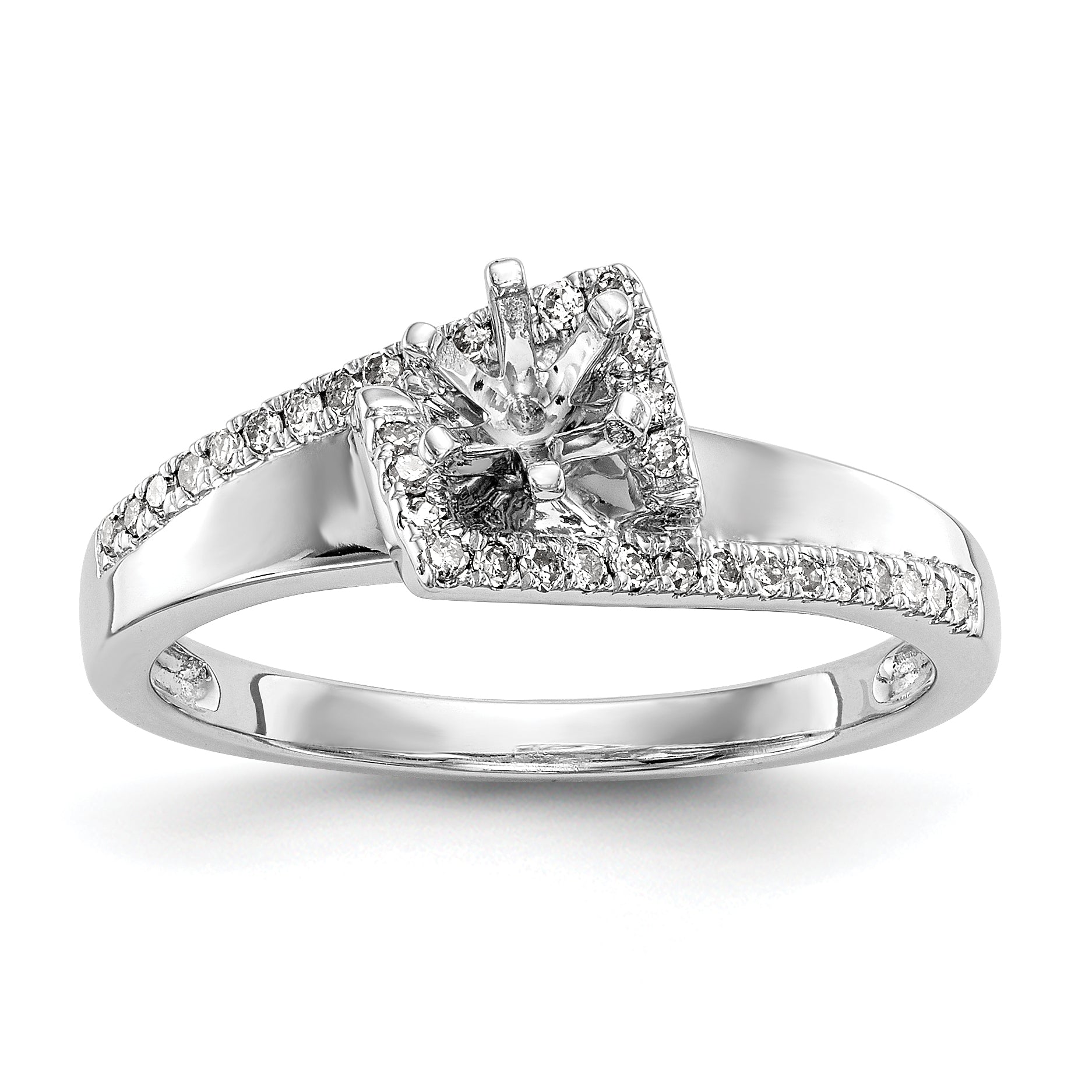 14kw Peg Set Simulated Diamond Engagement Ring