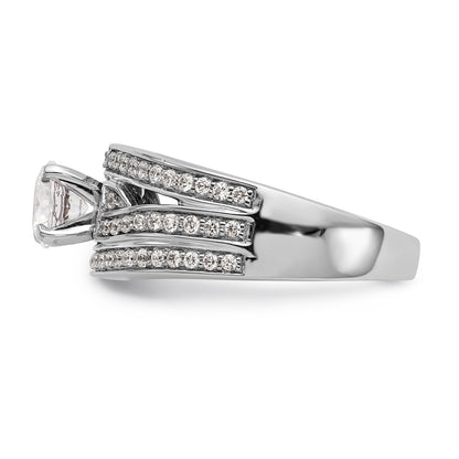 14k White Gold Peg Set Simulated Diamond Engagement Ring