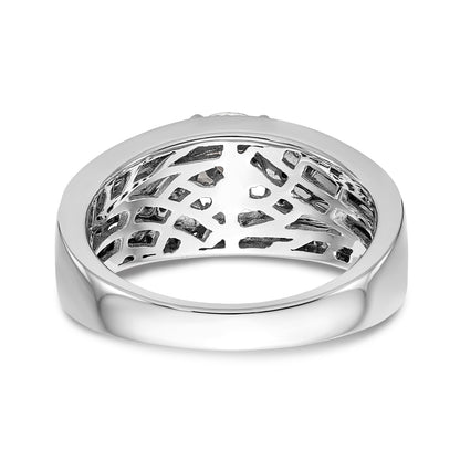 14k White Gold Peg Set Simulated Diamond Engagement Ring