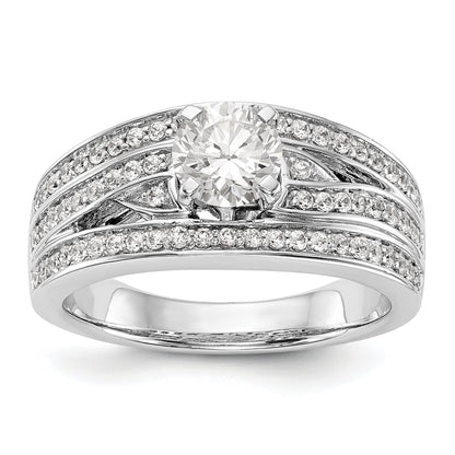 14k White Gold Peg Set Simulated Diamond Engagement Ring