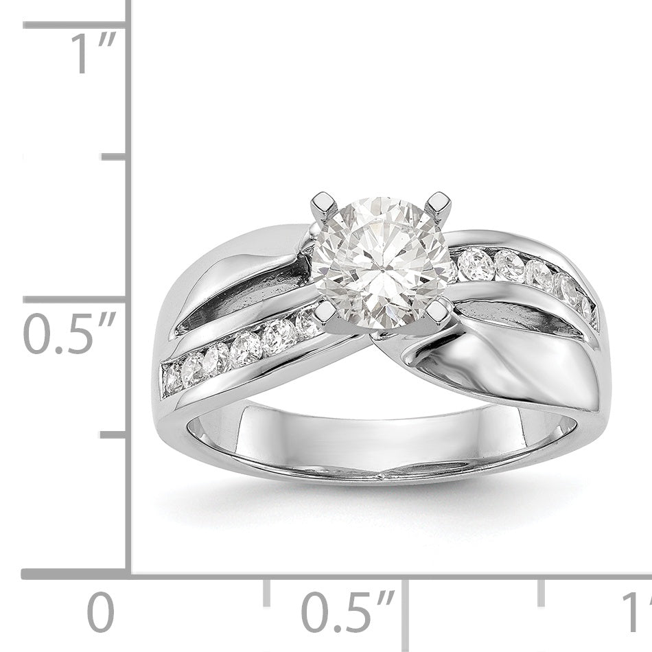 14kw Peg Set Simulated Diamond Engagement Ring