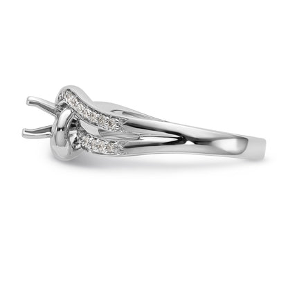 14k White Gold Peg Set Simulated Diamond By Pass Engagement Ring