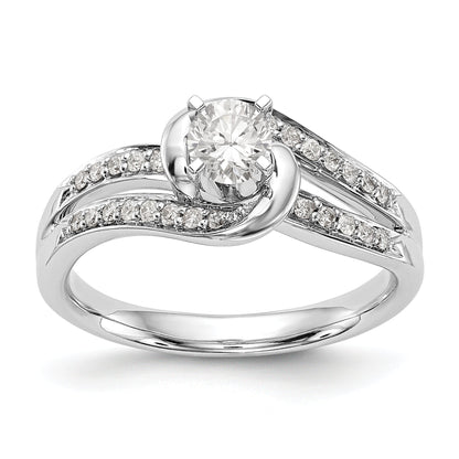 14k White Gold Peg Set Simulated Diamond By Pass Engagement Ring
