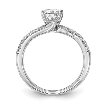 14k White Gold Peg Set Simulated Diamond By Pass Engagement Ring