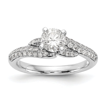 14k White Gold Peg Set Simulated Diamond By Pass Engagement Ring