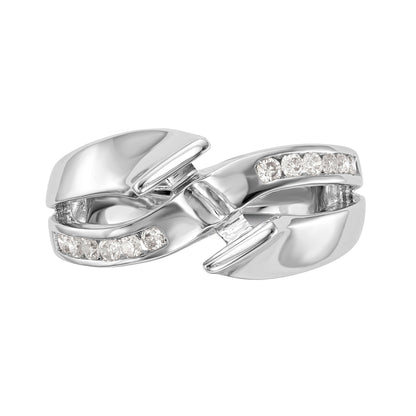 14k White Gold Simulated Diamond By Pass Engagement Ring