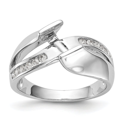 14k White Gold Simulated Diamond By Pass Engagement Ring