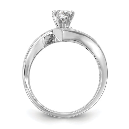 14k White Gold Peg Set Simulated Diamond By Pass Engagement Ring