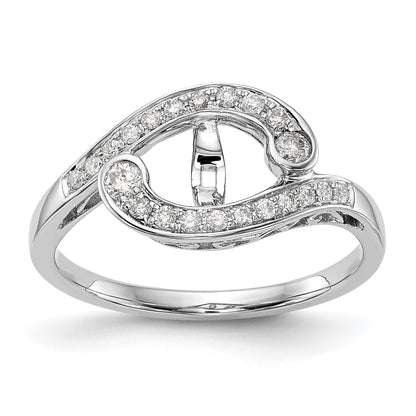14k White Gold Peg Set Simulated Diamond By Pass Engagement Ring