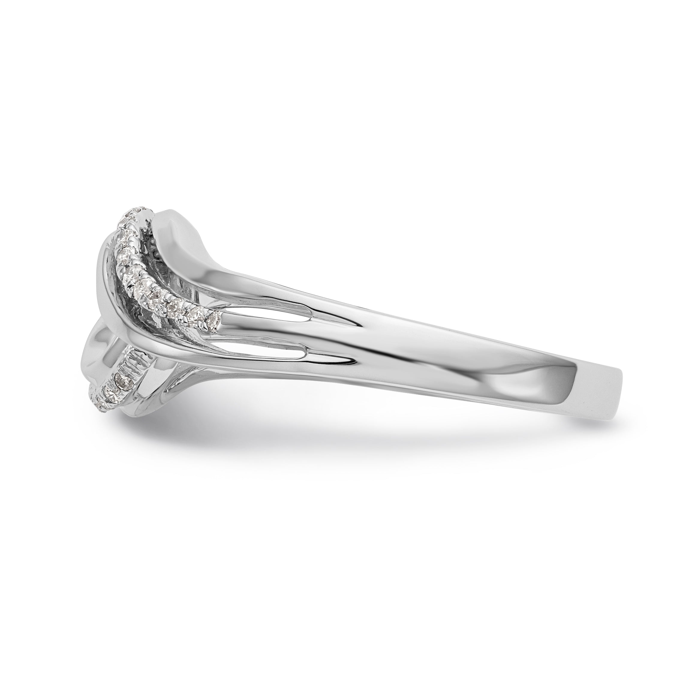 14k White Gold Peg Set Simulated Diamond By Pass Engagement Ring
