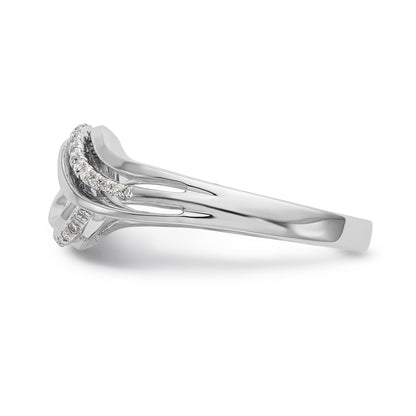 14k White Gold Peg Set Simulated Diamond By Pass Engagement Ring