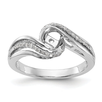 14k White Gold Peg Set Simulated Diamond By Pass Engagement Ring