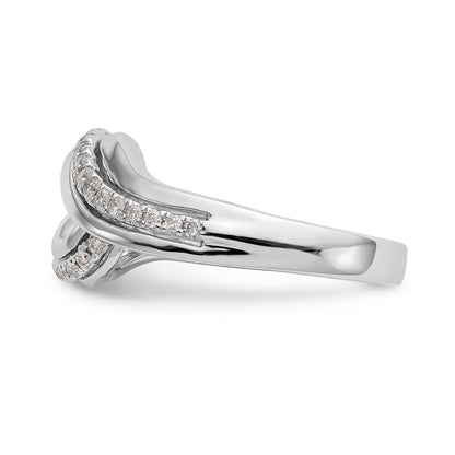 14k White Gold Peg Set Simulated Diamond By Pass Engagement Ring