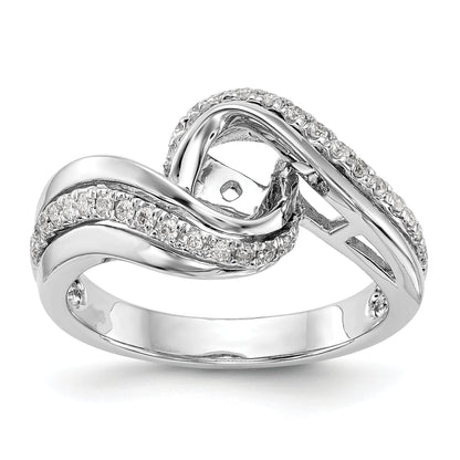 14k White Gold Peg Set Simulated Diamond By Pass Engagement Ring