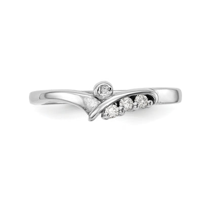 14k White Gold Peg Set Simulated Diamond By Pass Engagement Ring