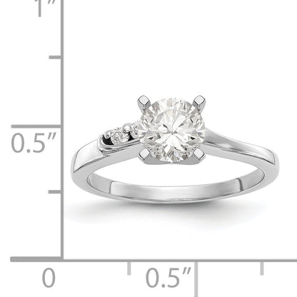 14k White Gold Peg Set Simulated Diamond By Pass Engagement Ring