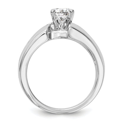 14k White Gold Peg Set Simulated Diamond By Pass Engagement Ring