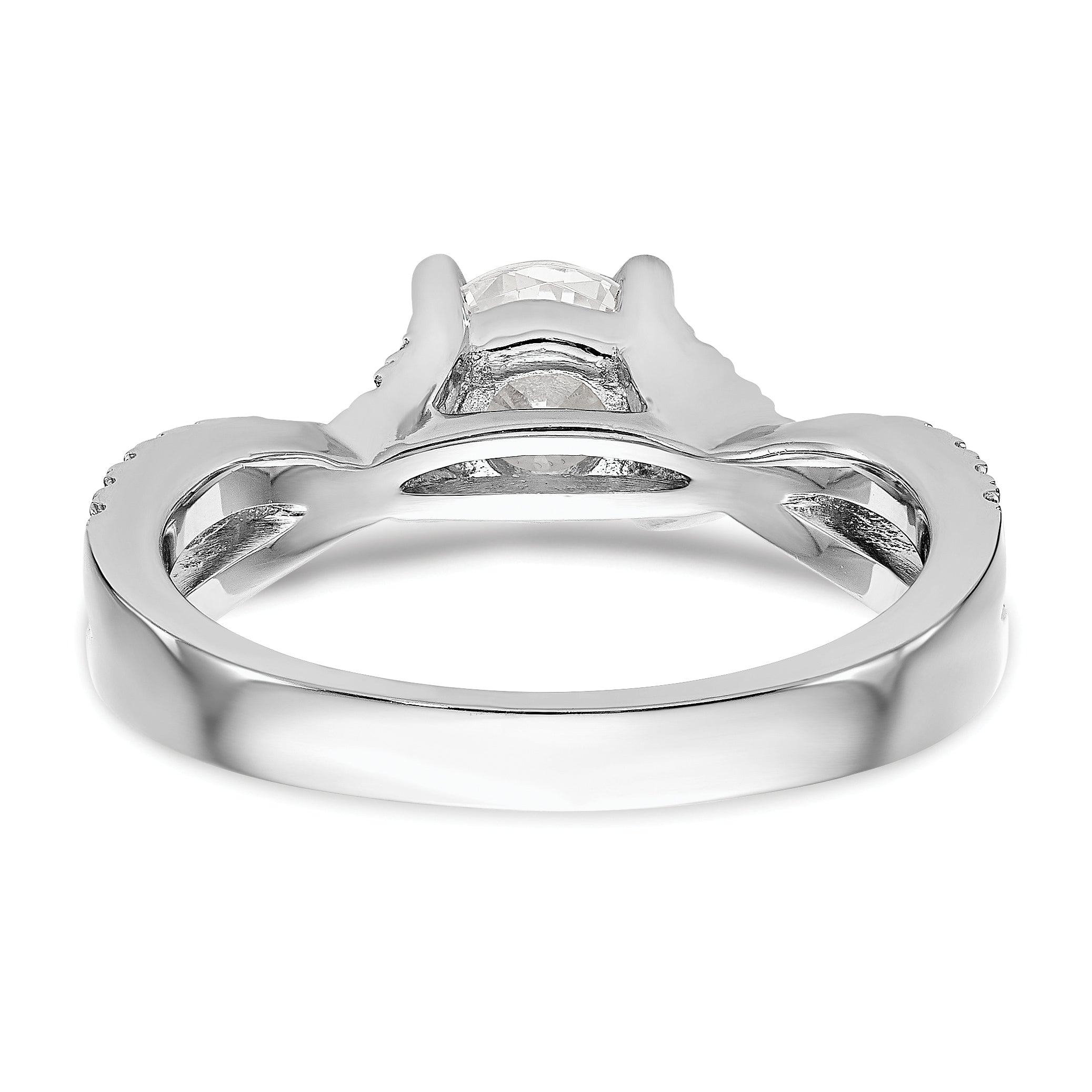 14k White Gold Diamond Round CZ By Pass Engagement Ring