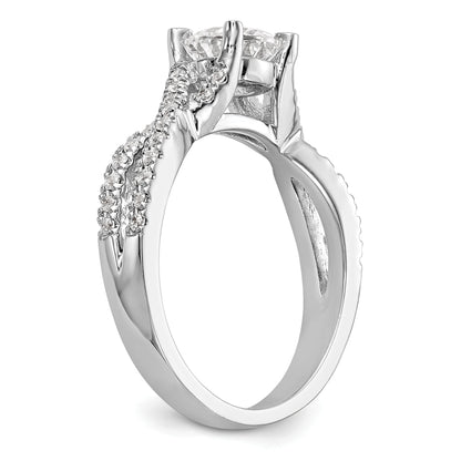 14k White Gold Diamond Round CZ By Pass Engagement Ring