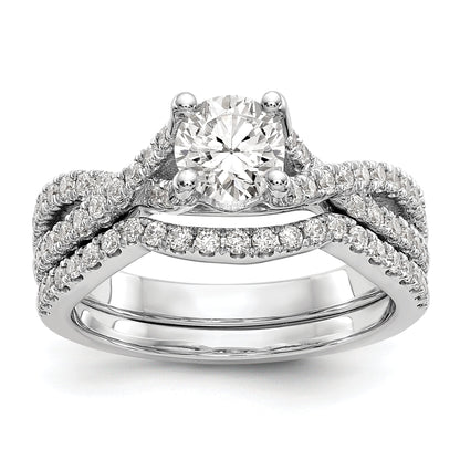 14k White Gold Diamond Round CZ By Pass Engagement Ring