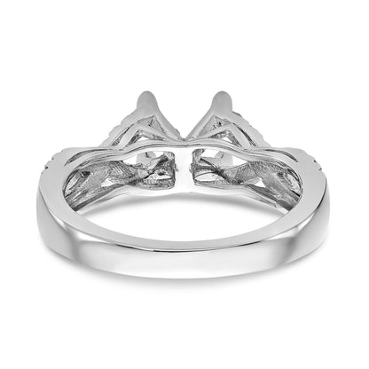 14k White Gold Diamond Round CZ Criss Cross Engagement Ring
