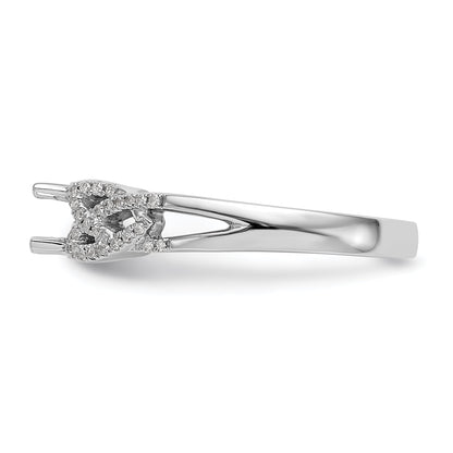 14k White Gold Diamond Round CZ Criss Cross Engagement Ring